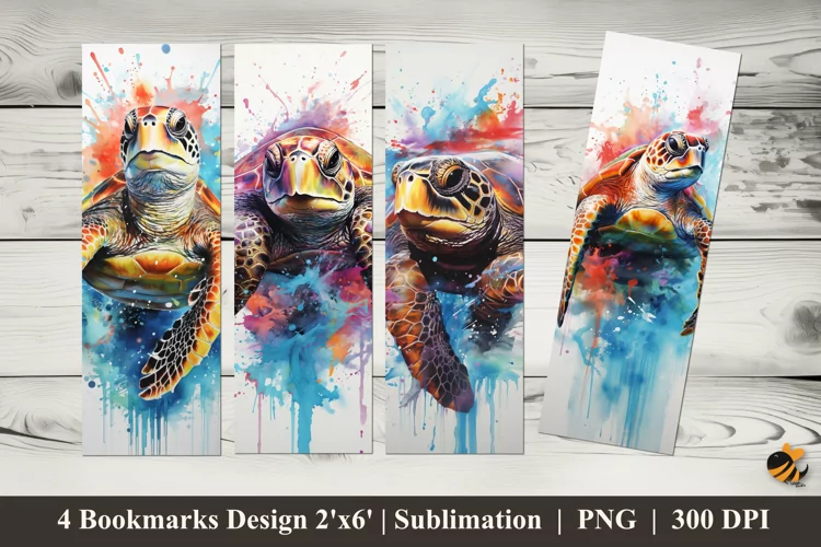 Abstract Turtle Paint Bookmarks Sublimation Design