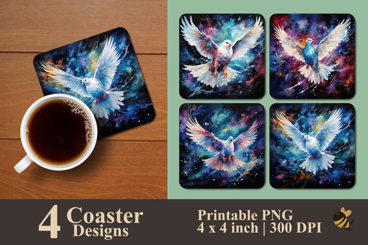 Cool Flying Dove Coaster Sublimation Designs