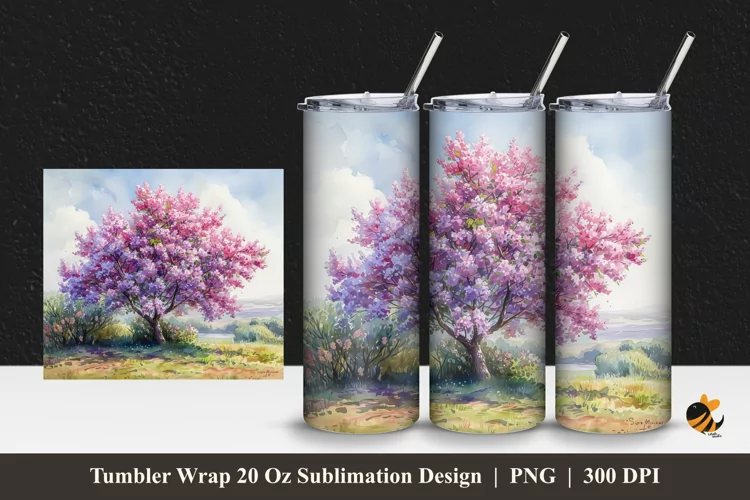 Spring Garden Tumbler Wrap Sublimation Design 1