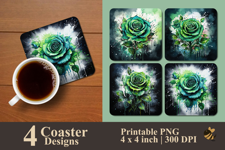 Deep Forest Rose Coaster Sublimation Design