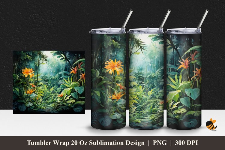 Tropical Flora Tumbler Wrap Sublimation Design 1