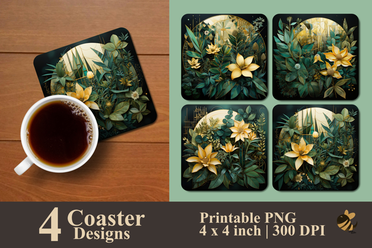 Botanical Geometric Coaster Sublimation Design