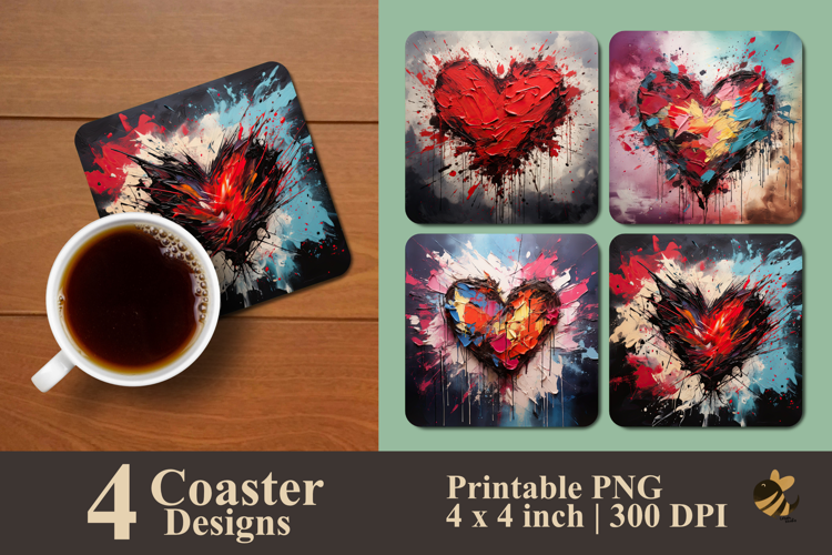 Broken Brush Heart Coaster Sublimation Design