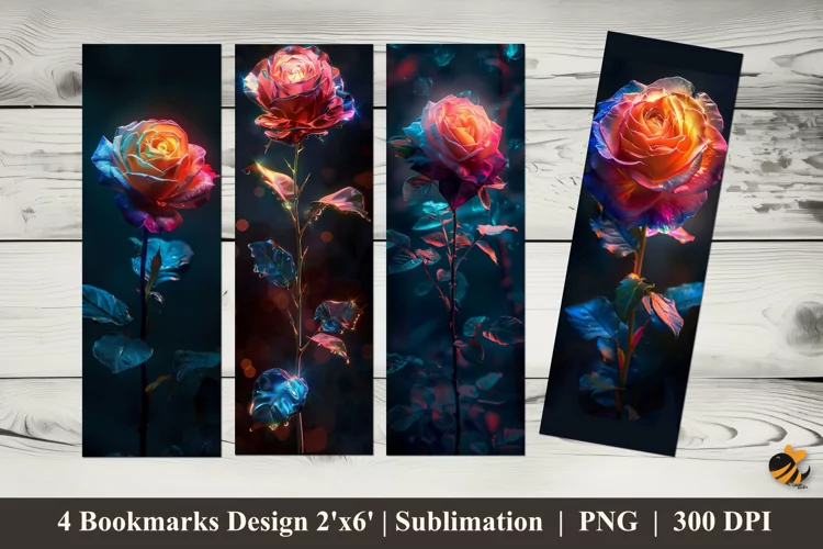 Sparkling Rose Bookmarks Sublimation Design