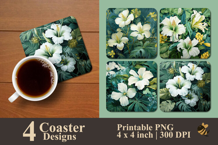 Emerald Canopy Bloom Coaster Sublimation Design example image 1