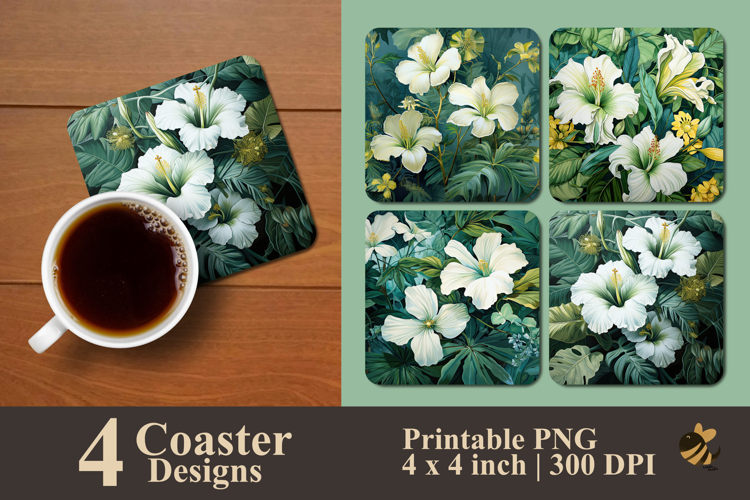 Emerald Canopy Bloom Coaster Sublimation Design