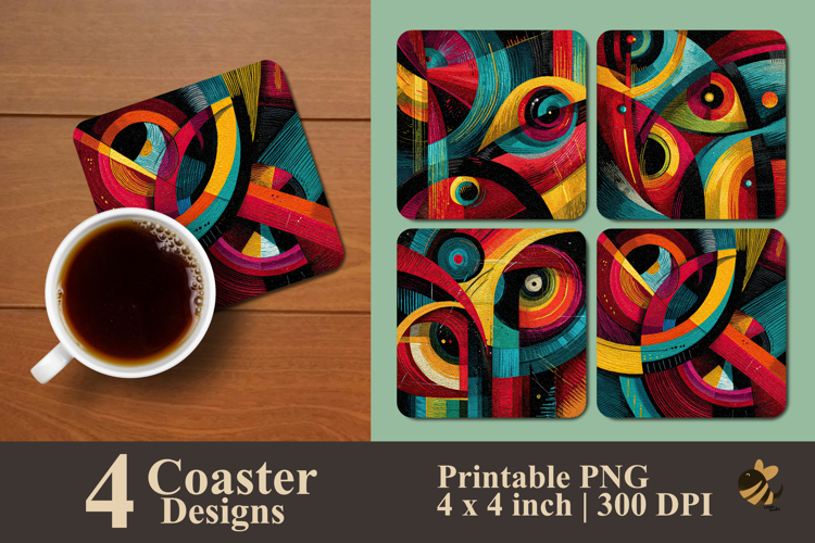 Marker Pop Abstract Coaster Sublimation Design