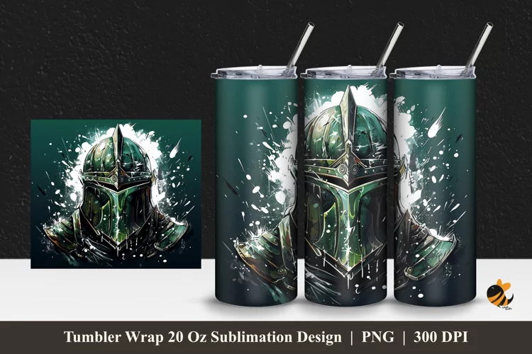 Helmet Armor Tumbler Wrap Sublimation Design 1