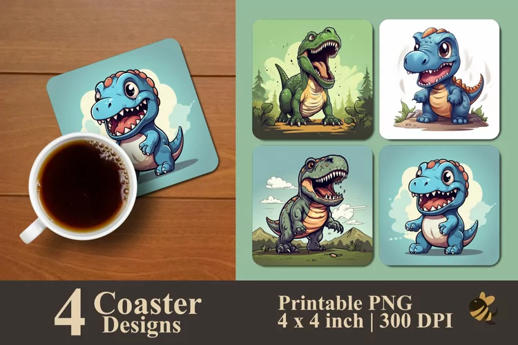 Rare Dinosaurs Coaster Sublimation Designs