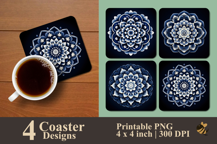 Royal Geometry Mandala Coaster Sublimation Design