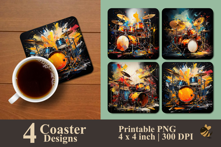 Artistic Drum Coaster Sublimation Design