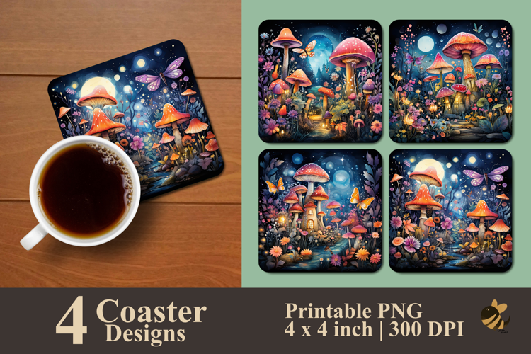 Magical Fairy Garden Coaster Sublimation Design