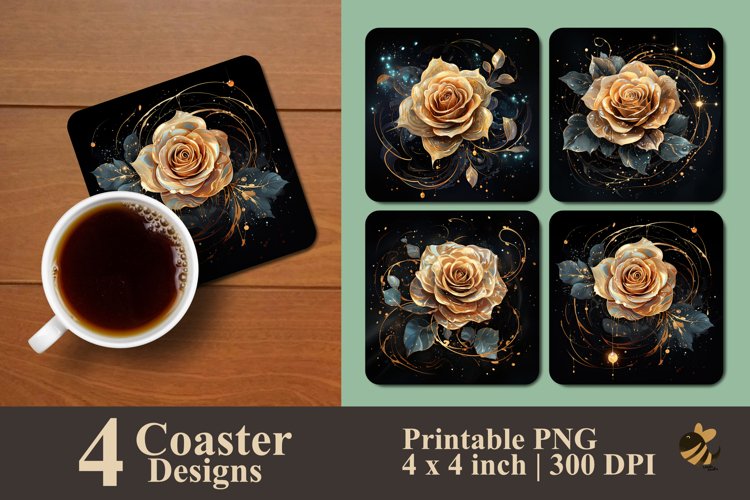 Fantasy Rose Coaster Sublimation Designs example image 1