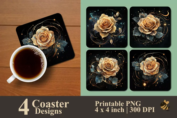Fantasy Rose Coaster Sublimation Designs