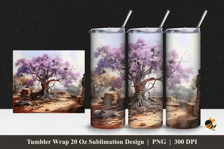 Purple Symphony Tumbler Wrap Sublimation Design 1
