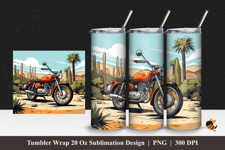Old Motorbike Tumbler Wrap Sublimation Design 1
