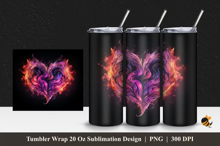 Fire Love Imagination Tumbler Wrap Sublimation Design 1