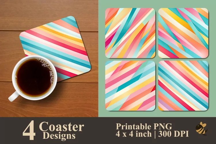 Candy Stripe Coaster Sublimation Designs