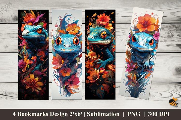 Colorful Chameleon Bookmarks Sublimation Design