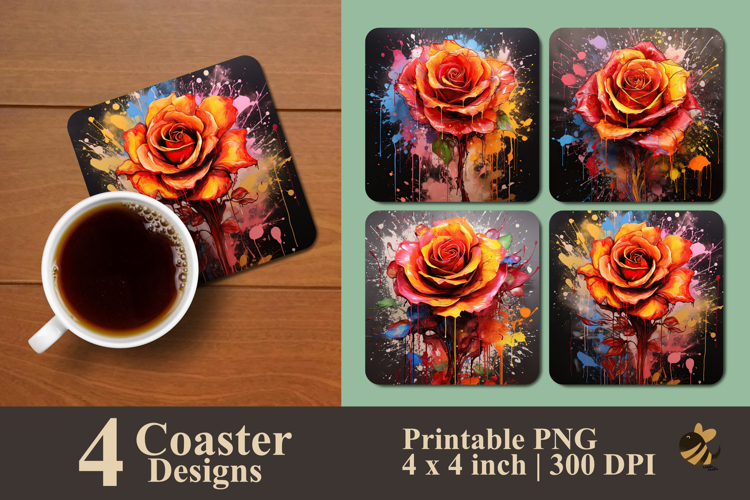 Rare Mango Rose Coaster Sublimation Design