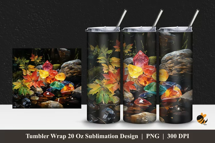 Diamond River Tumbler Wrap Sublimation Design 1