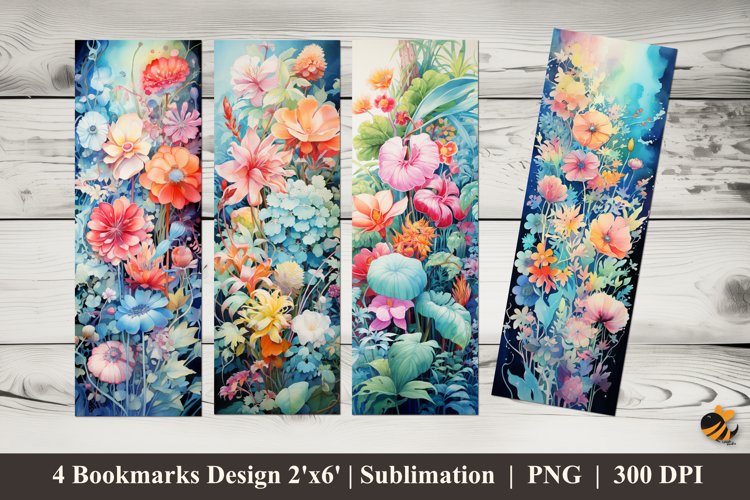 Watercolor Flower Bookmarks Sublimation Design