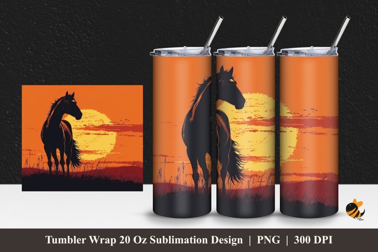 Wildlife Horse Tumbler Wrap Sublimation Design 1