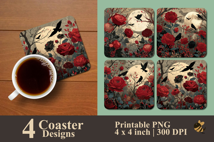 Haunted Rose Garden Coaster Sublimation Design