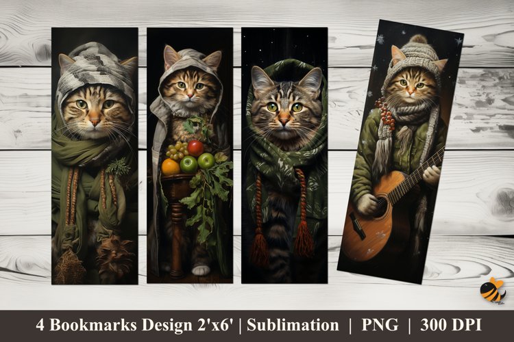 Cold Cat Bookmarks Sublimation Design example image 1
