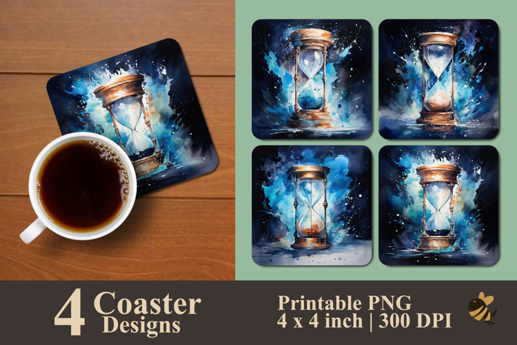 Painting Hour Glass Coaster Sublimation Design