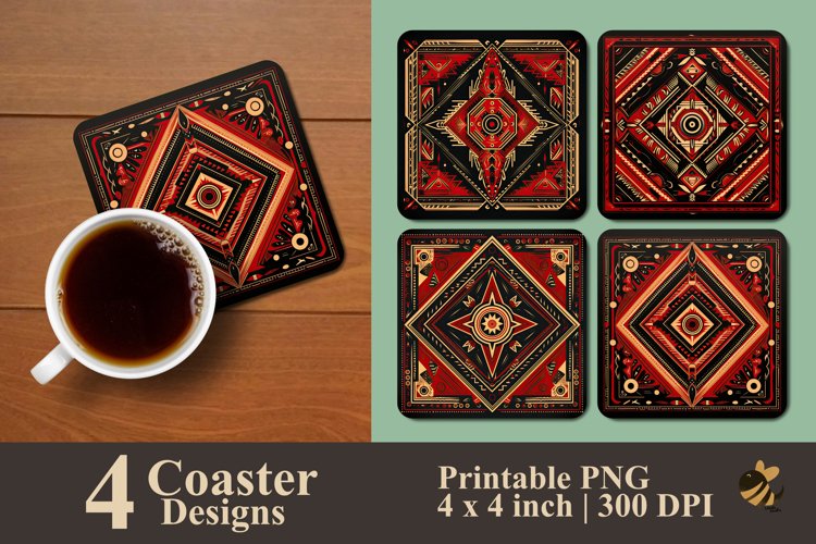 Traditional Tribal Coaster Sublimation Designs example image 1