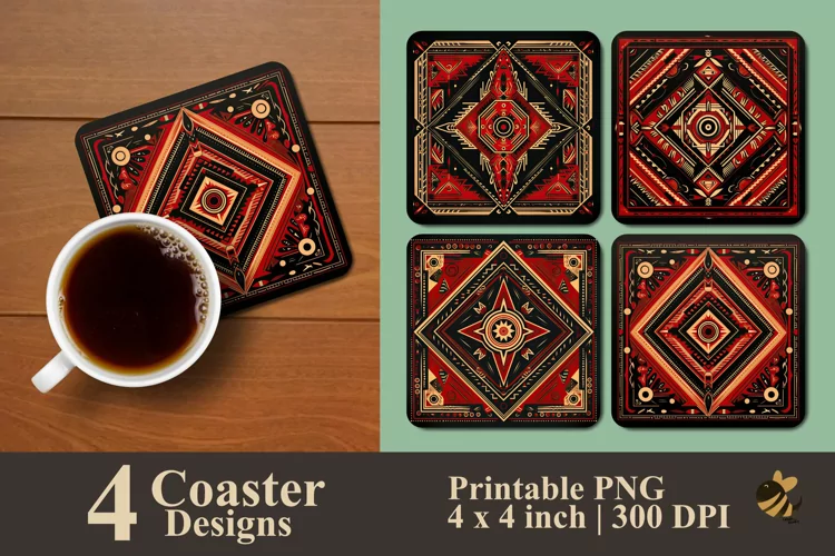 Traditional Tribal Coaster Sublimation Designs