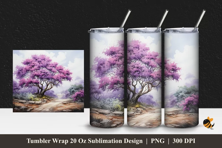 Wonderful Tree Tumbler Wrap Sublimation Design 1