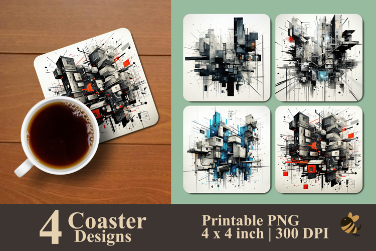 Abstract Geometric Chaos Coaster Sublimation Design