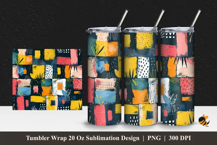 Cute Kids Abstract Tumbler Wrap Sublimation Design 1