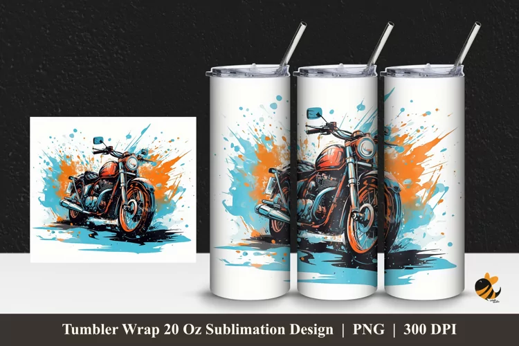 Custom Motorbike Tumbler Wrap Sublimation Design 1