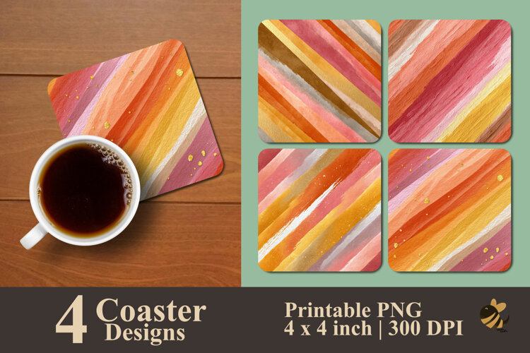 Sunrise Stripe Fusion Coaster Sublimation Design example image 1