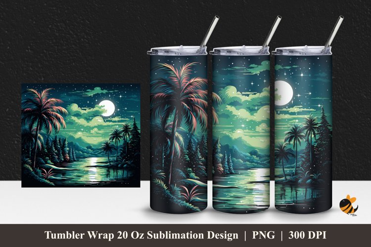 Green Lake Tumbler Wrap Sublimation Design 1 example image 1