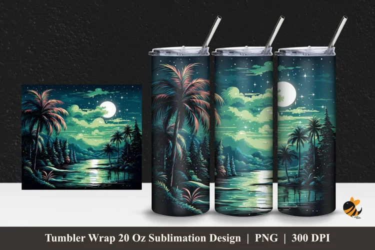 Green Lake Tumbler Wrap Sublimation Design 1
