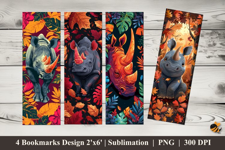 Rhinoceros Bookmarks Sublimation Design example image 1