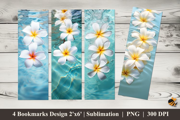 Frangipani Flower Bookmarks Sublimation Design example image 1
