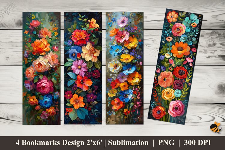 Bright Floral Motif Bookmarks Sublimation Design