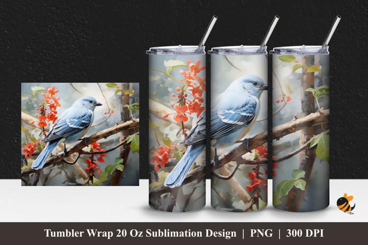 Tanager Bird Tumbler Wrap Sublimation Design 1
