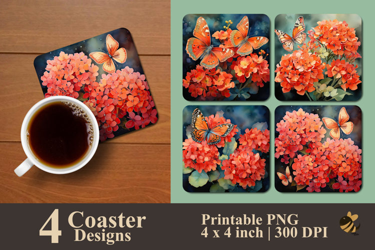 Kalanchoe Butterfly Glow Coaster Sublimation Design