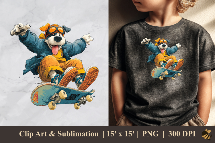 Skater Dog DTF Sublimation Clipart Design 1