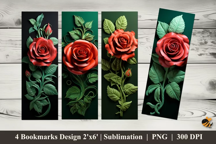Fresh Rose Bookmarks Sublimation Design