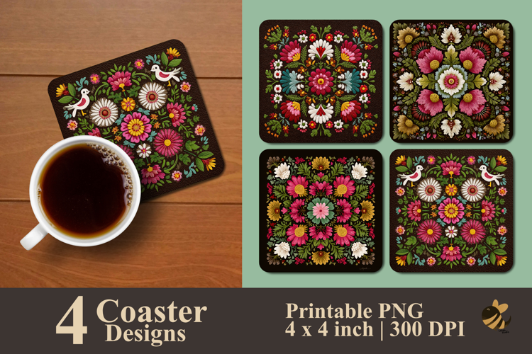 Floral Majesty Coaster Sublimation Design