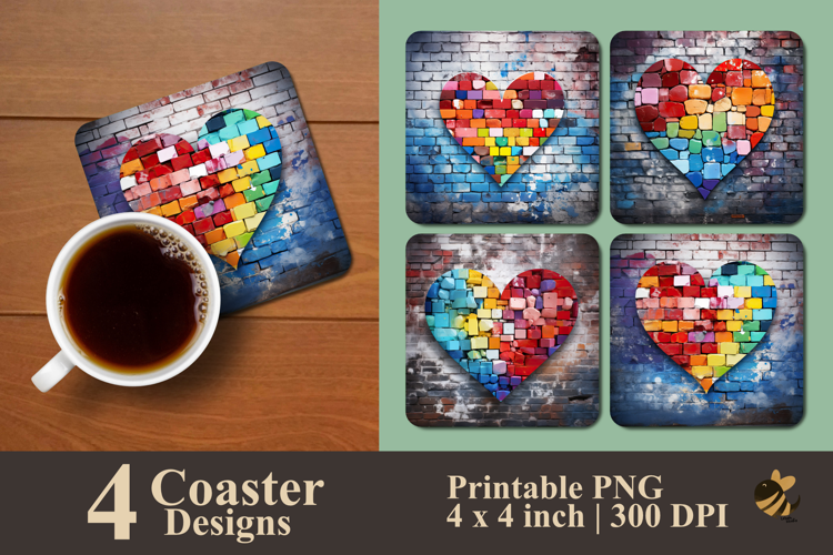 Cool Love Coaster Sublimation Design