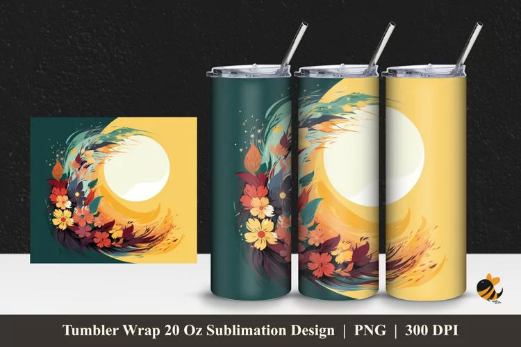 Beauty Sun And Flora Tumbler Wrap Sublimation Design 1
