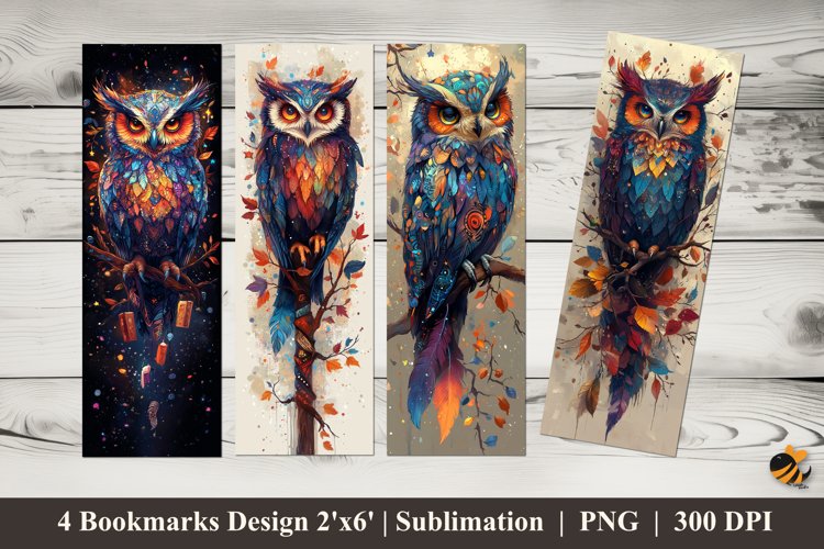 The Owl Bookmarks Sublimation Design example image 1